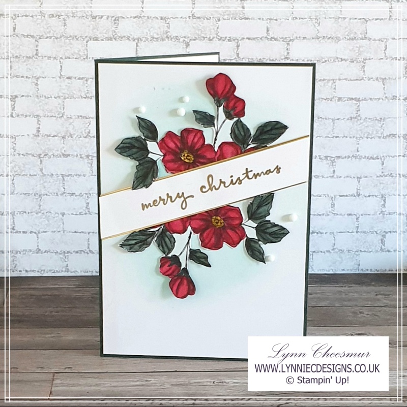 Christmas card with flowers with heat embossed sentiment