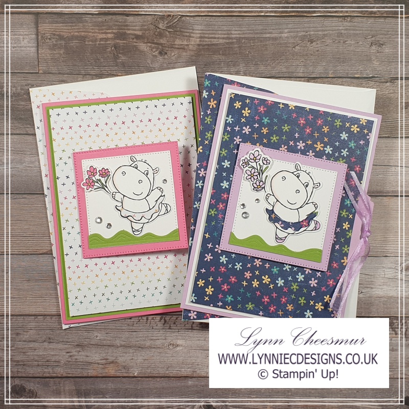 Two tab pull flap cards featuring Hippest Hippos and Hues of Happiness