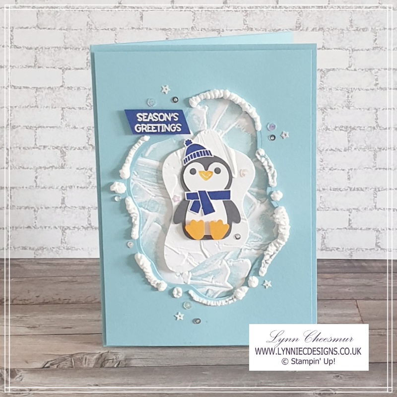 Cute Christmas card with Penguin Place and Layering Diorama dies