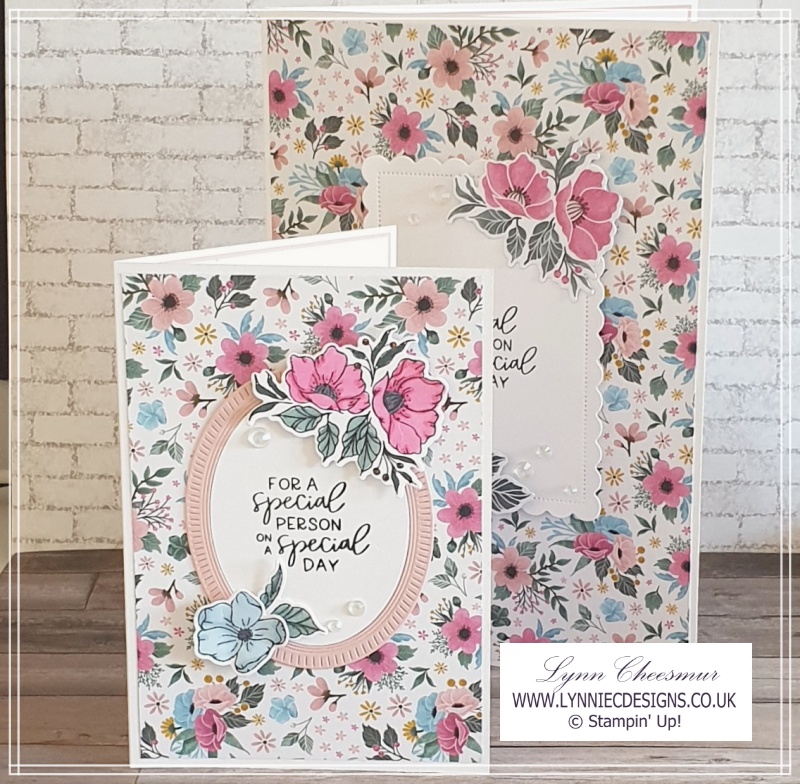 A small and larger version of a birthday card featuring The Fitting Florets Collection by Stampin' Up!