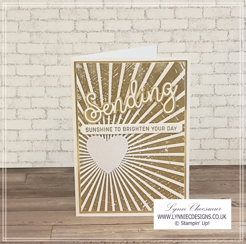 Card with gold embossing featuring Sending Smiles Bundle and Rays of Light by Stampin' Up! 