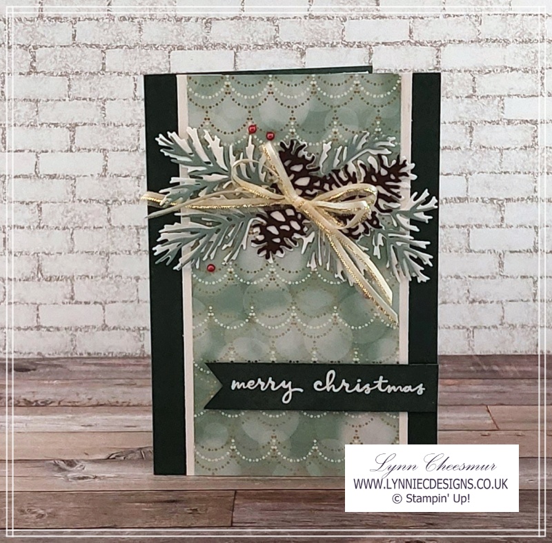 Gorgeous Christmas cards featuring Lights Aglow dsp and Christmas Pinecones dies by Stampin' Up!