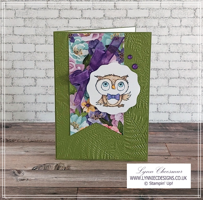 Card featuring Adorable Owls, Fern 3D embossing folder and Hues of Happiness paper by Stampin' Up!