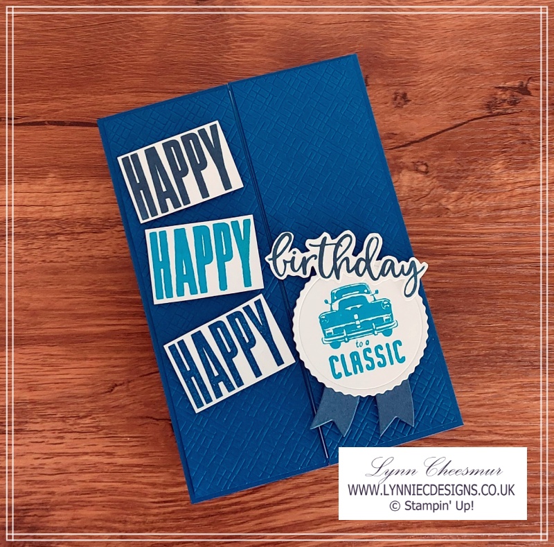 Masculine gatefold birthday card featuring Biggest Wish and He's All That by Stampin' Up!