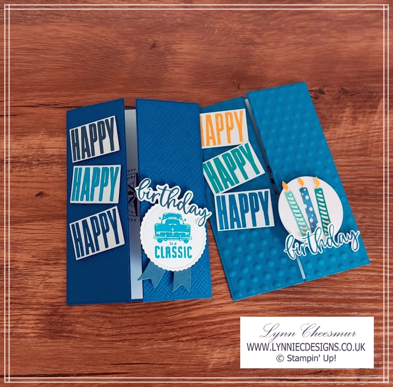 Two masculine gatefold birthday cards featuring Biggest Wish by Stampin' Up!