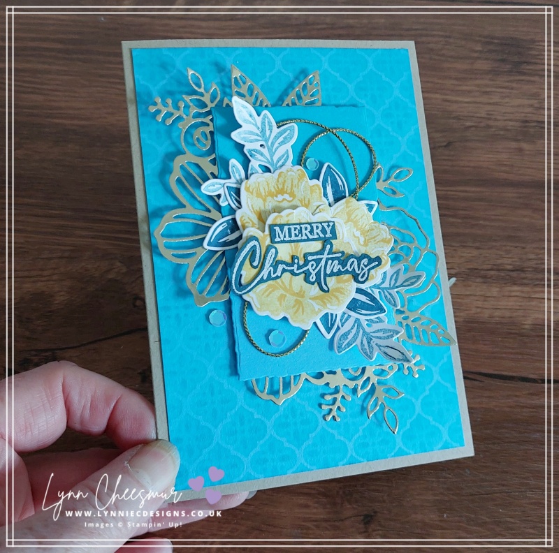 My #GDP416 CASE the designer entry is a Christmas card featuring Two-Tone Flora and Artistic Mix decorative masks by Stampin' Up!