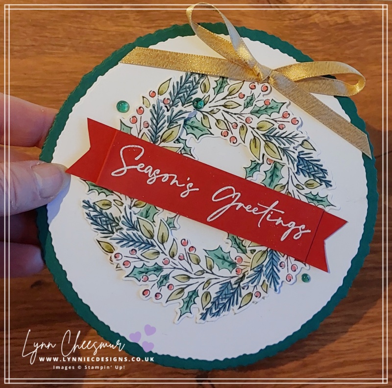 Christmas card idea with Deckled Circles dies and Joy of Noel Bundle by Stampin' Up!