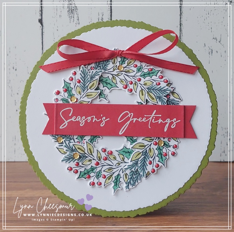 Christmas card with Deckled Circles dies and Joy of Noel Bundle by Stampin' Up!