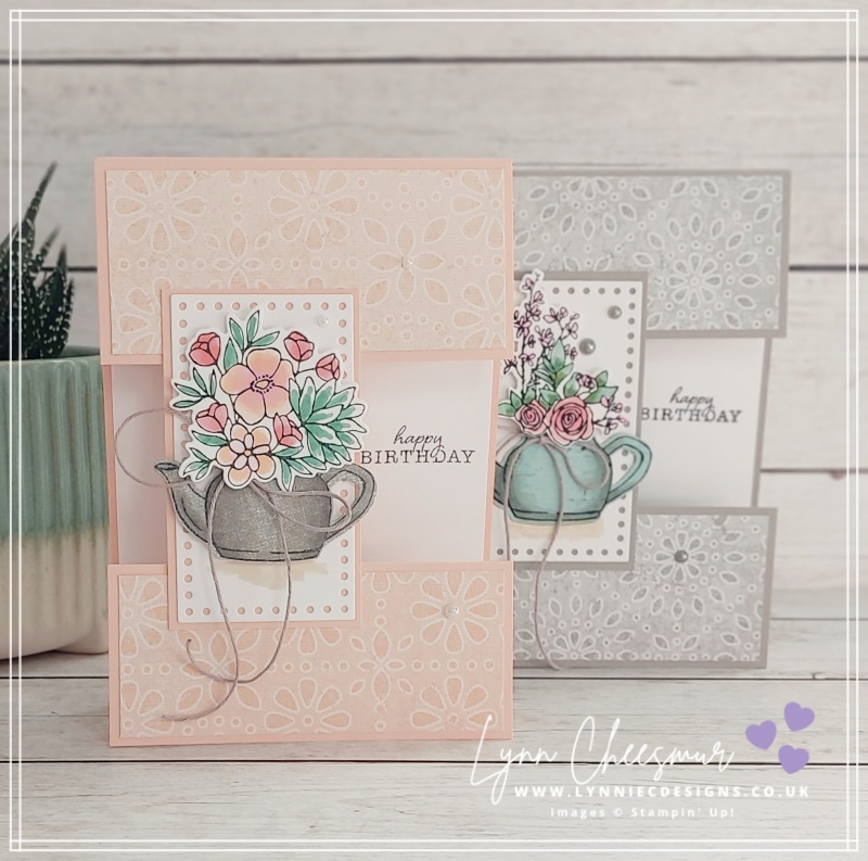 Two Split panel birthday cards featuring Counrty Flowers bundle and Country Lace dsp by Stampin' Up!